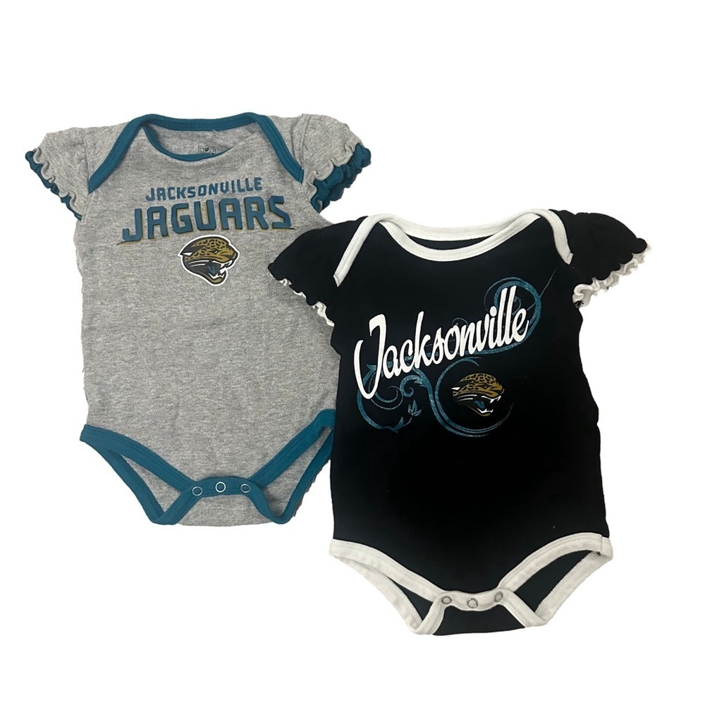 2 Baby Girl NFL Jacksonville Jaguars Football Onesies Cotton Everyday Sport 6/9M